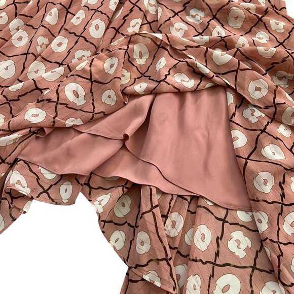 Alexis Flutter Sleeve‎ Handkerchief Vneck Midi Dress Pink XS Romantic Coquette - Picture 8 of 13